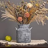 Quoowiit Ceramic Rustic Farmhouse Vase, Distressed Decorative Flower Vases for Home Decor, Ideal Shelf Decor, Black Boho Vase for Living Room Bedroom Kitchen Office Centerpiece Table Decorations