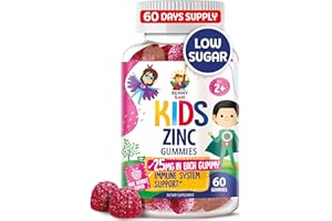 SUNNY SAM Zinc Gummies for Kids - Chewable Zinc Gummy Supplement for Children Immune Support - Low Sugar Natural Antioxidant Non-GMO Vitamin Chewables for Toddlers & Teens - 60 Gummies