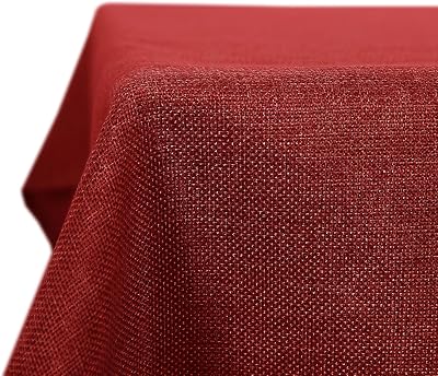 Deconovo Christmas Decorations Faux Linen Rectangle Tablecloth 51x87 Red