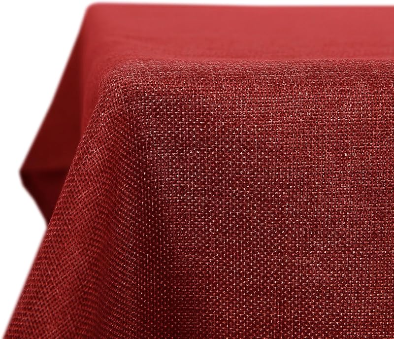 Deconovo Christmas Decorations Faux Linen Rectangle Tablecloth 51x87 Red