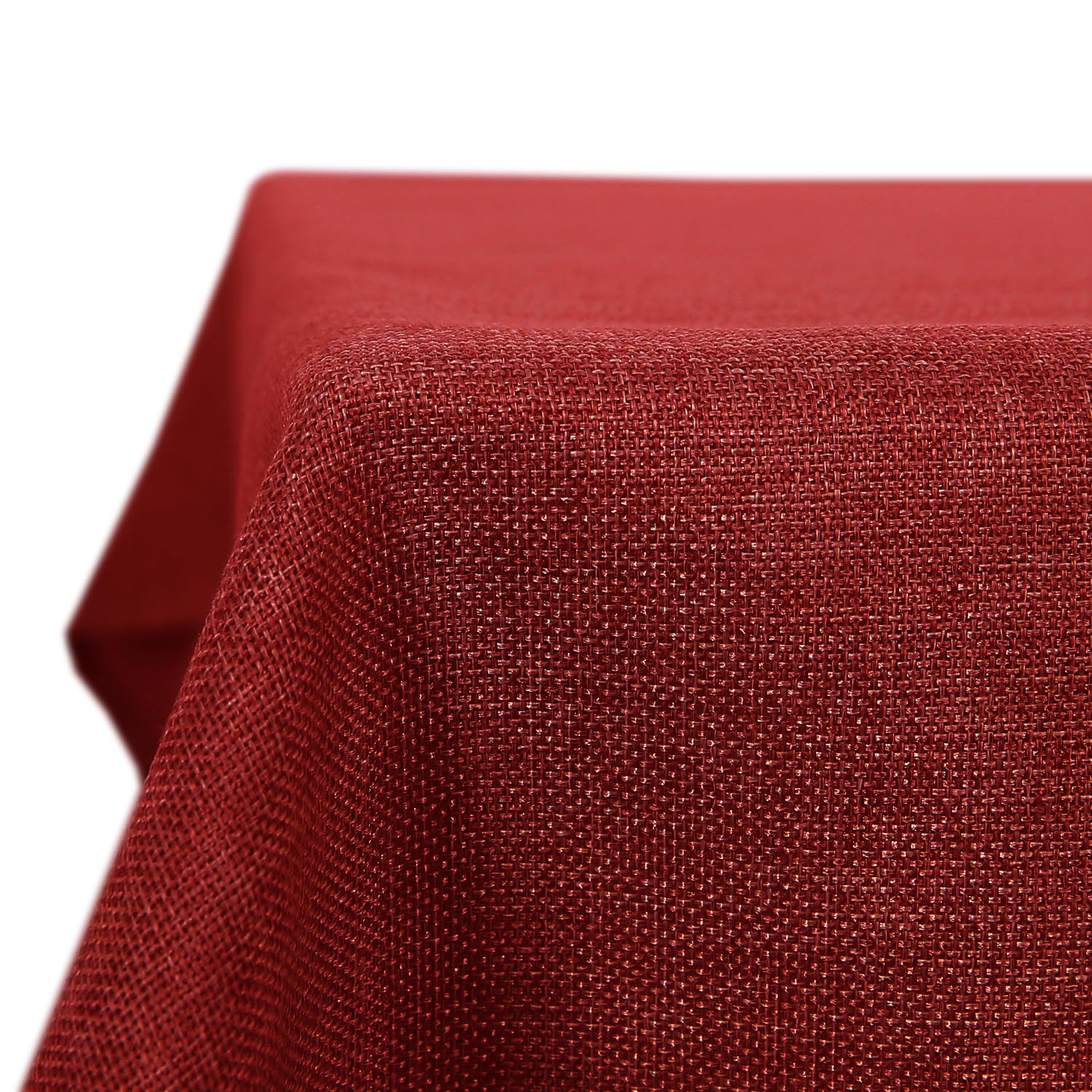Deconovo Faux Linen Table Cloth Water Resistant Rectangle Christmas Tablecloth 51x63in(130x160cm) Red