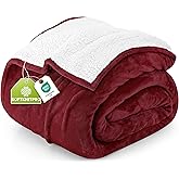 Utopia Bedding Sherpa Blanket King Size (Red, 90x102 Inches) - Soft Lightweight Plush Fleece Reversible Blanket for Bed, Sofa, Couch, Camping and Travel
