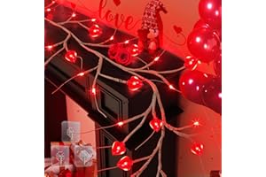 RJZZ 6FT 54LED Valentines Day Decor Garland Valentines Garland with Lights Willow Vine Heart Lights with Timer 8 Modes Battery Operated Waterproof Valentines Decorations for Home, Mantle, Fireplace