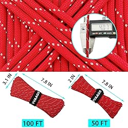 VVAAGG Reflective Paracord Rope 100FT, 7 Strand