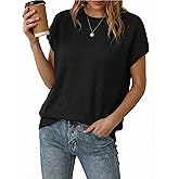 Arach&Cloz Women's Wool Blend Short Sleeve Oversized Sweater Business Casual Tops 2026