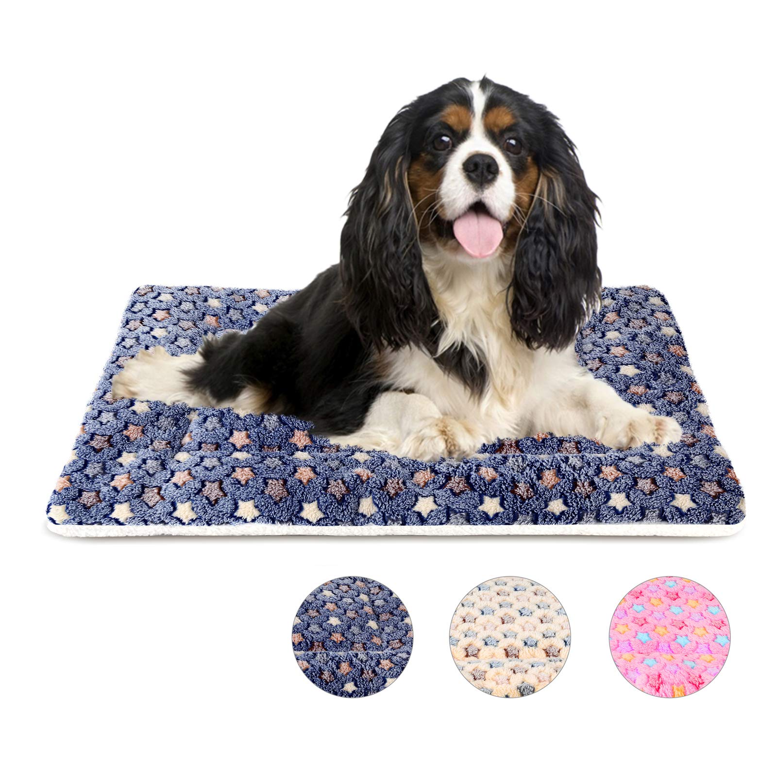MORA PETS Dog Bed Mat Small Washable Dog Crate Mattress for 30 inch Cage Soft Flat Pet Cushion Bedding Puppy Pillow Blanket for Cats Puppy Dogs Reversible 74x54cm Blue