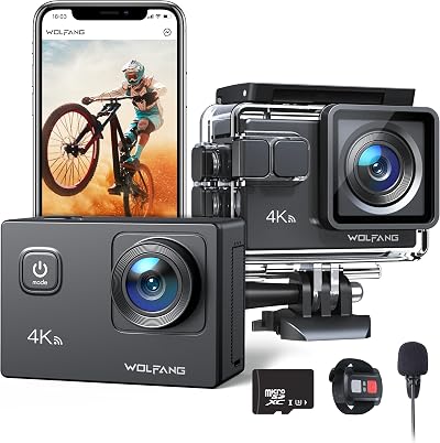 WOLFANG GA100 Action Camera 4K 30FPS 20MP Waterproof 40M WiFi EIS Dual Mic +