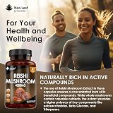 New Leaf Reishi Mushroom Capsules 4000mg 120 Vegan Extract UK Made view 3