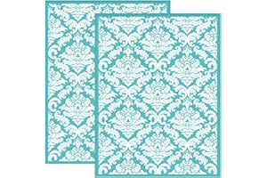 OLYCRAFT 2pcs 8.6x11 Inch Damask Silk Screen Printing Stencils Self-Adhesive Floral Silkscreen Stencils Reusable Washable Flower Mesh Transfer Stencil for Painting on Wood T-shirts Bags