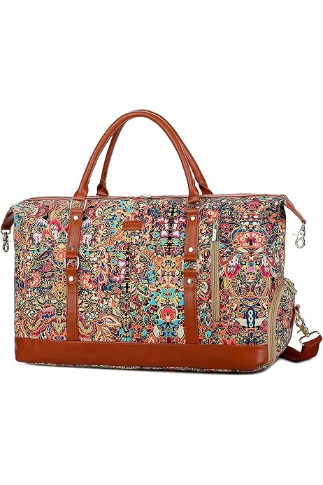 HB-14 OVERSIZED Travel Duffel Bag Carry on Weekender Overnight Bag For Women (Multicolour With Shoe Compartment)
