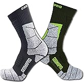 Mens Moisture Wicking Crew Compression Hiking Work Boot Socks w/Anti-Fatigue Germanium Infused + Coolmax Fiber 1/2 Pk