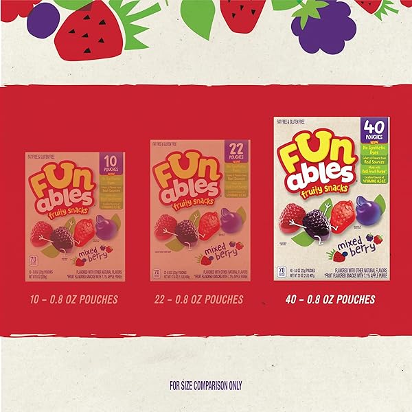FUNABLES FRUITY SNACKS, MIXED BERRY FLAVORED SNACKS, 32 OZ 40 CT