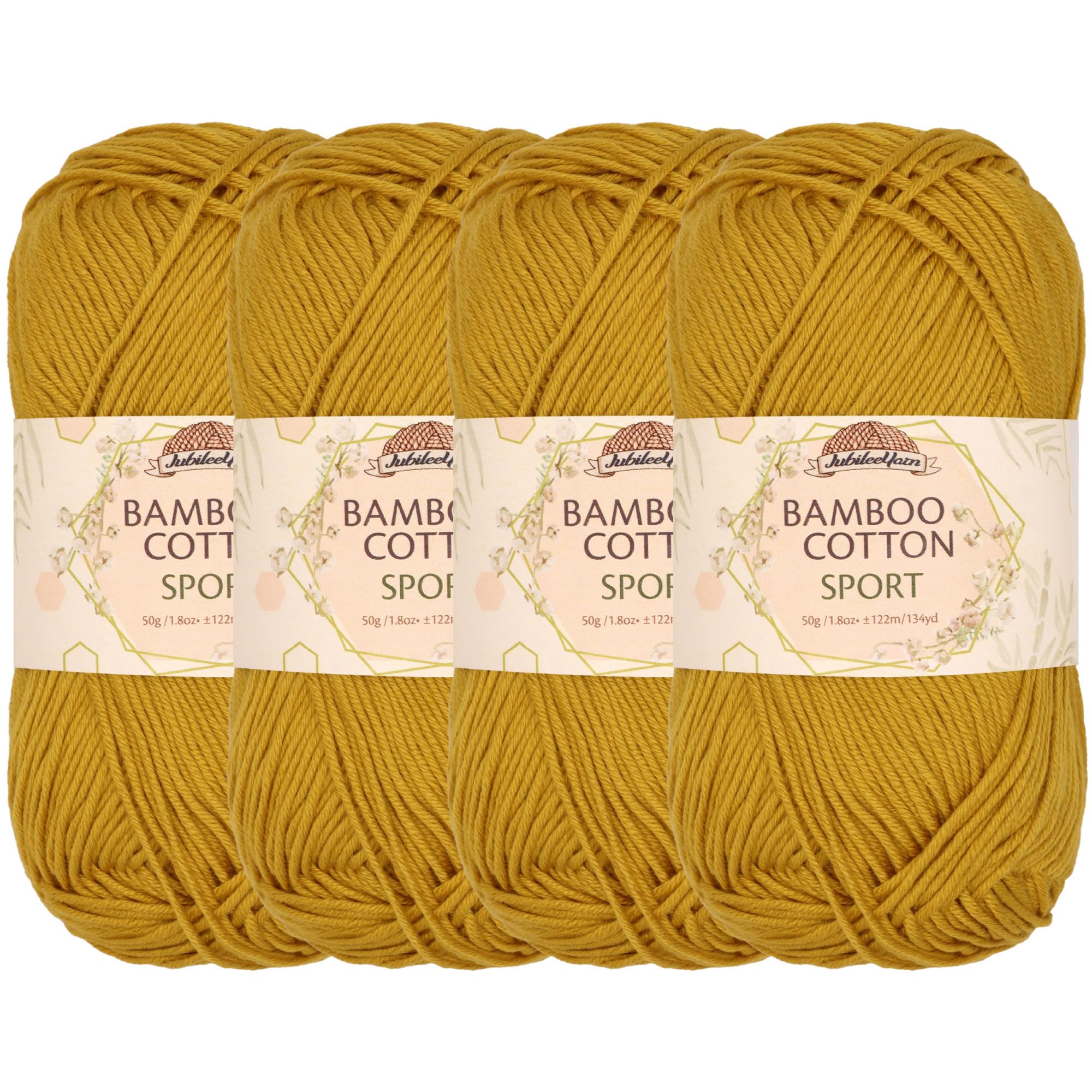 JubileeYarn Bamboo Cotton Sport Yarn - 50g/Skein - Goldenrod - 4 Skeins