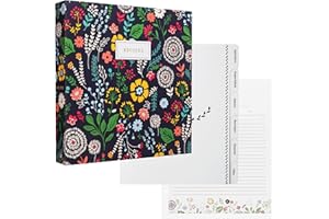 Jot & Mark 3 Ring Recipe Binder 8.5" x 11" | Full-Page with Clear Protective Sleeves and Color Printing Paper for Family Recipes (8.5"x11" Recipe Binder, Pinwheel Floral)
