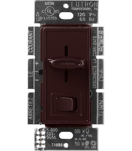 Eaton Universal Slide Dimmer Switch - 120V, No Neutral Required, Compatible With LED/CFL/Incandescent | Includes Color Change Kit (Black/Brown/Gray)