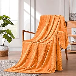 Excervent Soft Brushed Flannel Throw Blanket Orange