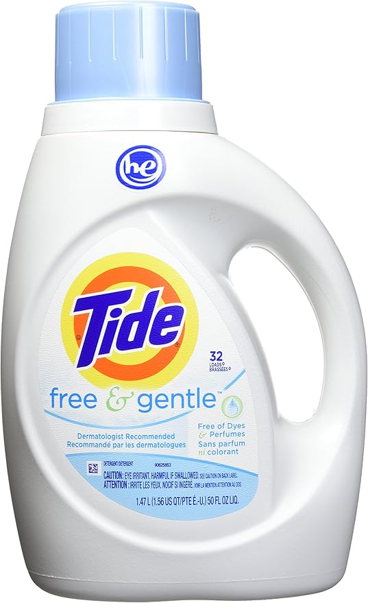 Tide Free and Gentle HE Turbo Liquid Laundry Detergent, Unscented, 1.47 L (32 Loads) Amazon.ca
