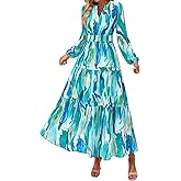 PRETTYGARDEN Womens 2026 Fall Fashion Clothing Boho Maxi Dresses Floral Long Sleeve Flowy Elegant Wedding Guest Holiday Dress