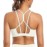 Comper Sports Bras for Women Sexy Criss Cross Back Workouts Bras Light Support Yoga Sport Bra with Removable Pads