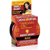 Creme of Nature Argan Oil From Morocco Perfect Edges, Black, 2.25 oz | Black edge control gel that tames edges and smooths flyaways with firm, long-lasting 24-hour hold. Made with argan oil.