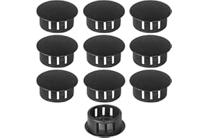 Masendelk 10pcs Plastic Hole Plugs, Snap in Locking Hole Tube Circular Locking Fastener Cover, Insert End Caps for Furniture Fencing Post Pipe - 22mm, Black