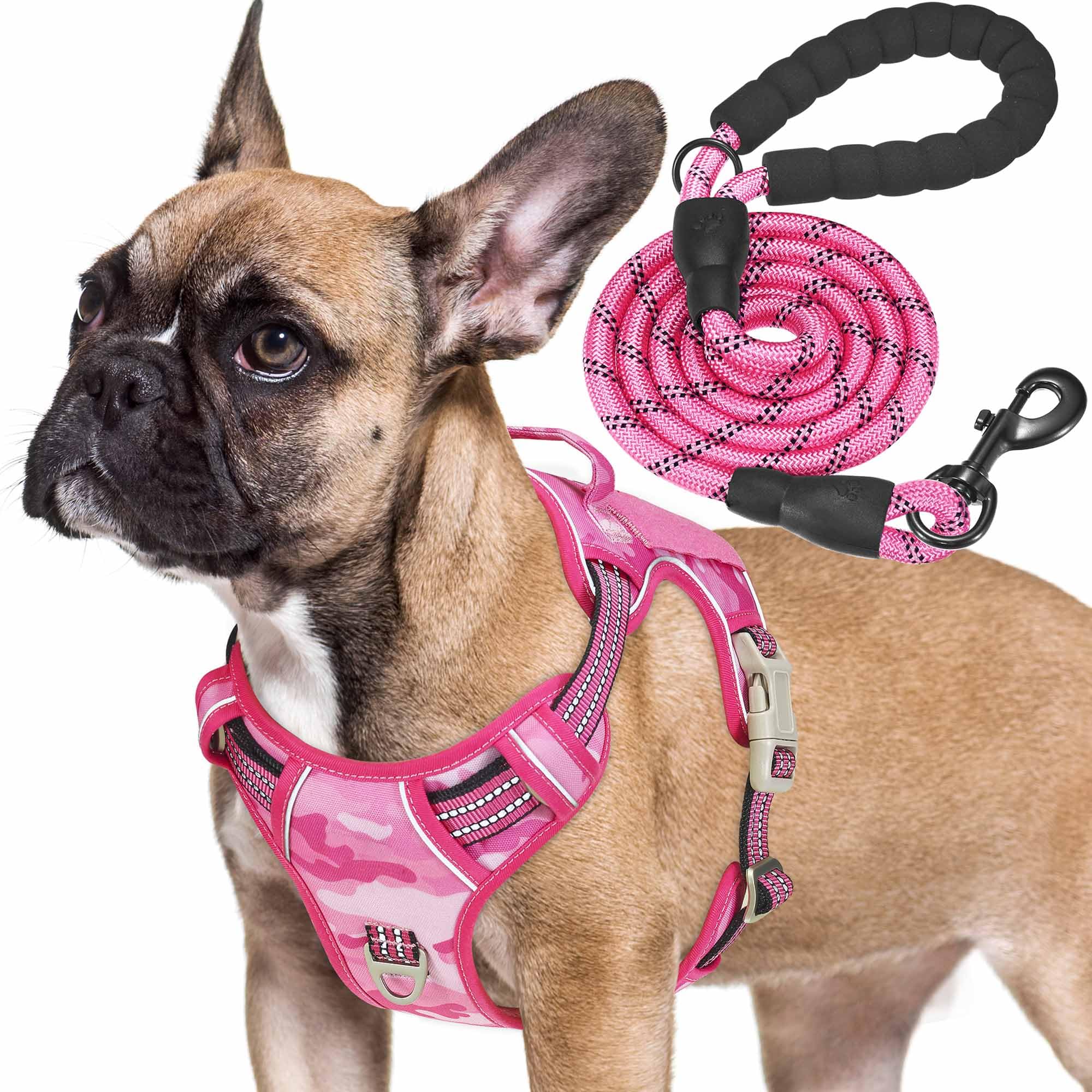 haapaw Heavy Duty Tactical Dog Harness for Medium Dogs, No Pull Adjustable Pet Harness Reflective Service Training Easy Control Pet Vest Military Working Dog Harnesses- Medium, Pink Camo