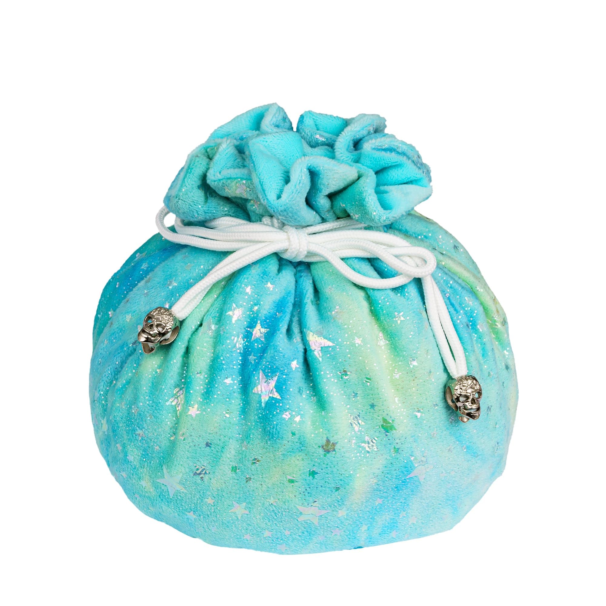 Cusdie High-capacity Velvet Dice Bags with Pockets Storage Bag Capacity 200+ Dice Holder for DND RPG Game Dices Collection(Blue Cyan)