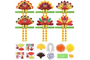Blueweenly 24 Sets Thanksgiving Turkey Craft Kits Beaded Thanksgiving DIY Art Sets Felt Turkey Kit Autumn Crafts Fall for Harvest Party Home Classroom Activities Gift Project