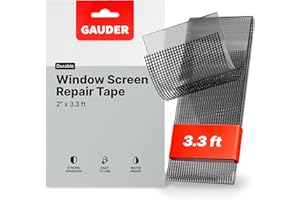 GAUDER Fly Screen Repair Tape - Insect Screen Repair Set Made from Fiberglass Self-Adhesive - Patch for Door, Porch Door and Window (3.3 ft x 2 inches - Black)