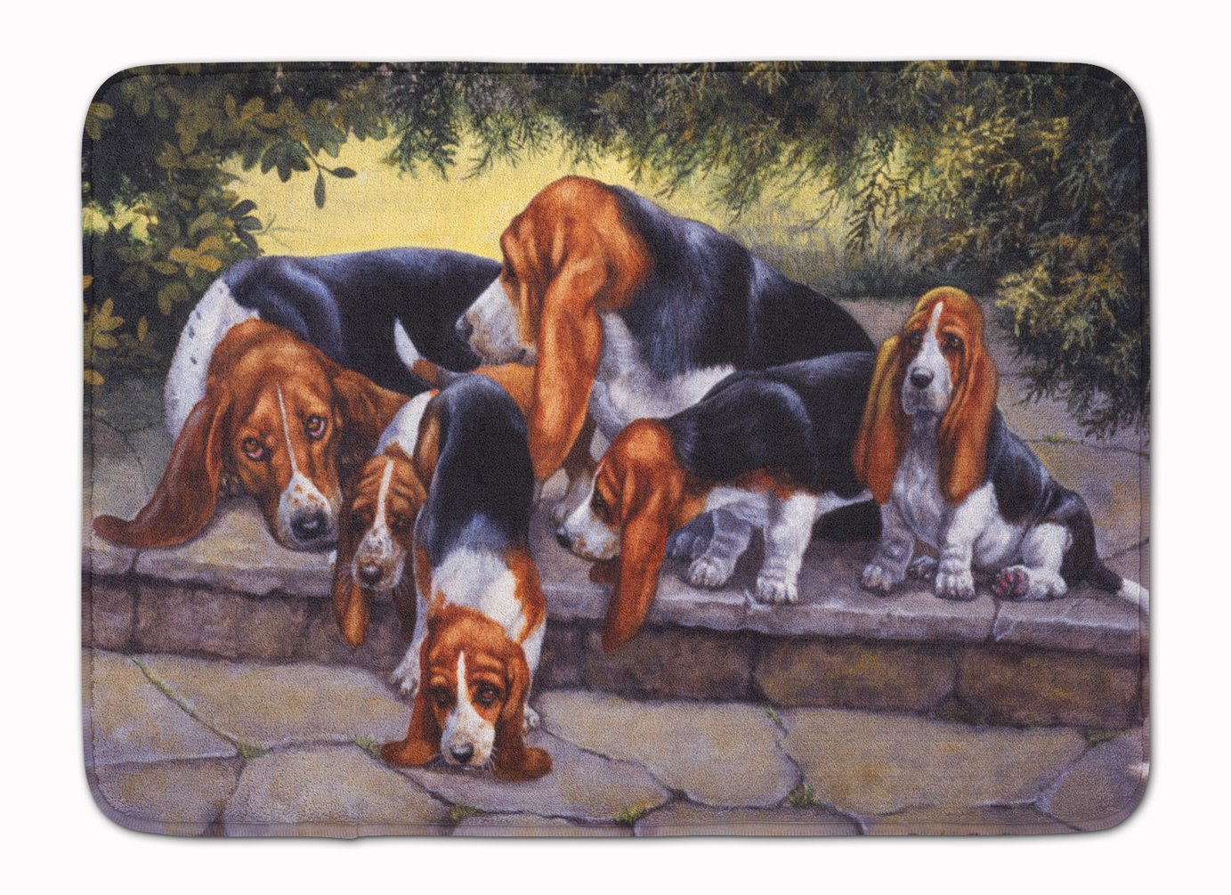 Caroline's Treasures Basset Hound Puppies, Momma and Daddy Floor Mat, Multicolor, 19" x 27"