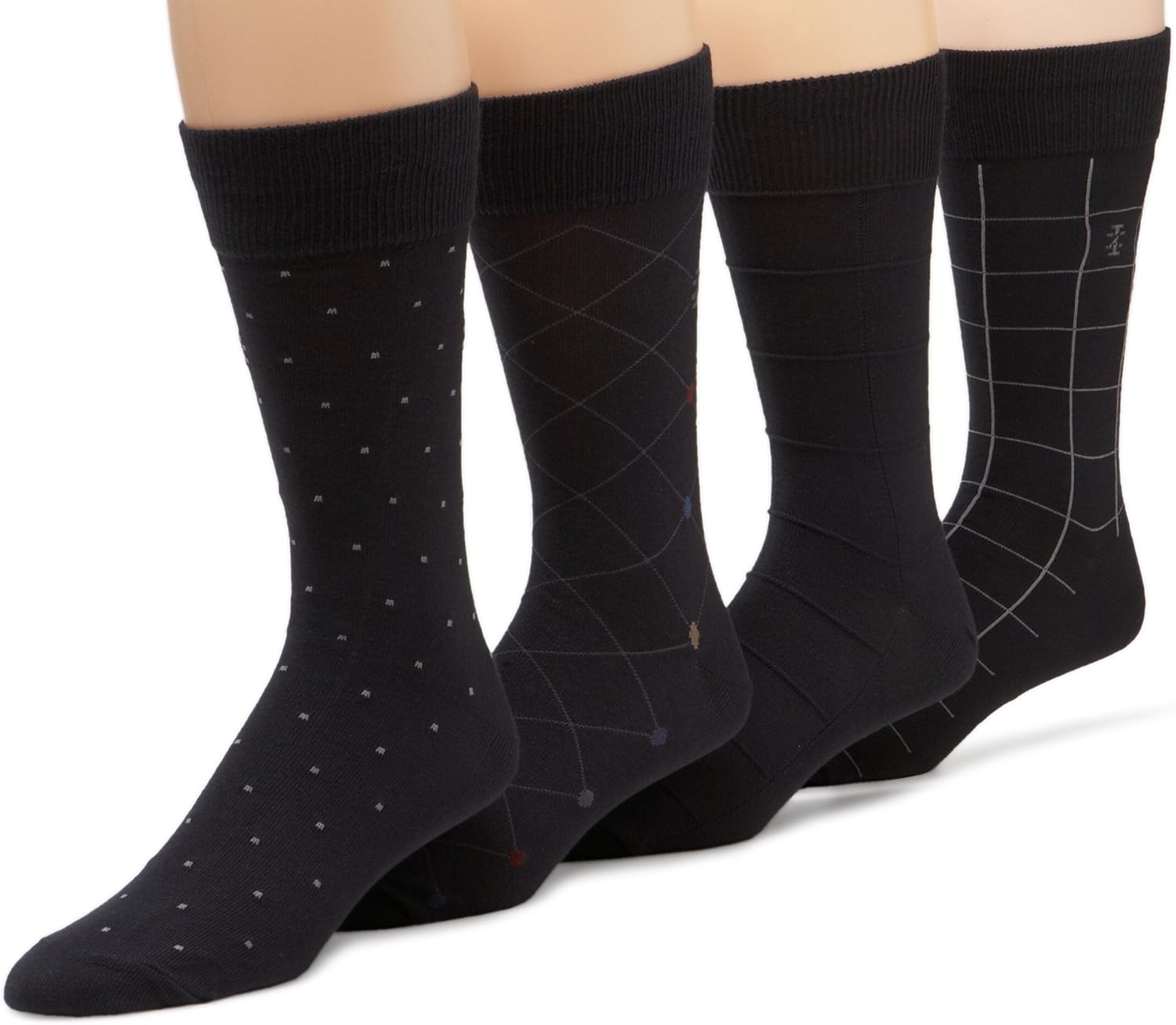 IZOD Men's Mens Dressy Pattern Sock 4Pack, Navy, One Size