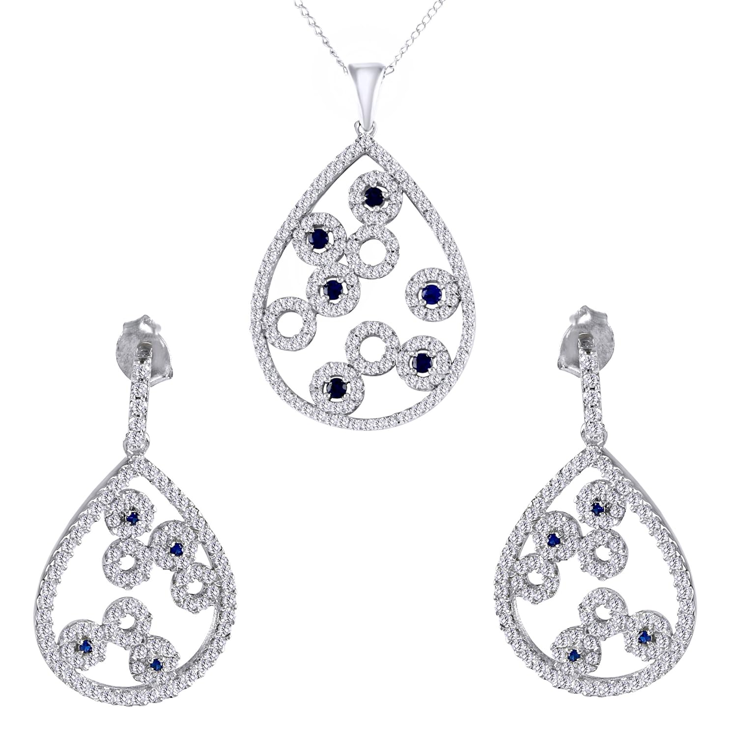 Gorgeous Jewel Zone Us Vintage Style Teardrop Contour Earrings Pendant Set In 925 Sterling Silver By Clothing Novelty Items Fatsrestaurants Com