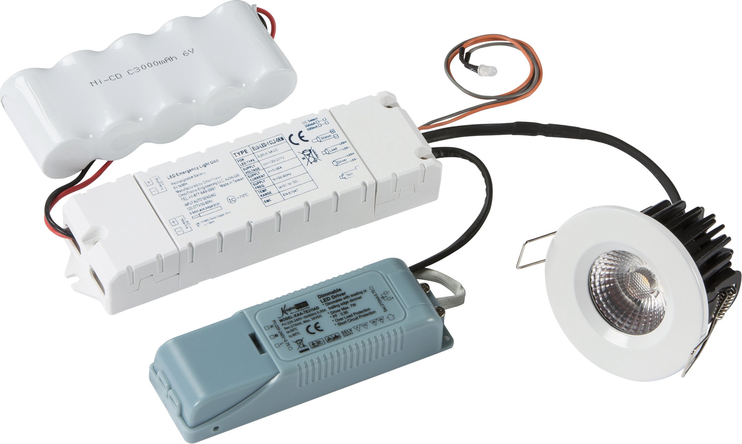 Knightsbridge ProKnight VFR7EM 3 Hour Emergency Lighting Kit for 8W Fixed and Tilt Downlight, White