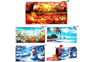 Teenyyou 4 Pcs Seasonal Mailbox Covers Magnetic Standard Size 21 x 18 Inches Summer Autumn Winter Spring Mailbox Covers Waterproof for Outdoor Yard Home Garden Decoration
