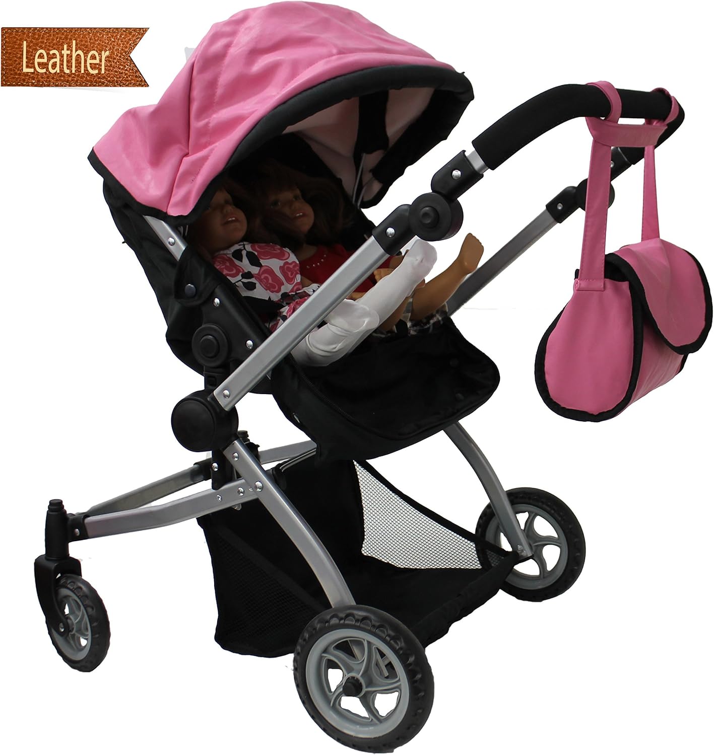 pink leather pram