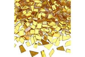 LITMIND Gold Mixed Irregular Glass Mosaic Tiles for Art Crafts, 9oz Value Pack Mosaic Making Supplies, Glass Mosaic Kits for Adults