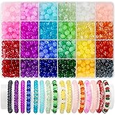 Funtopia Rondelle Glass Beads for Jewelry Making, 720pcs Abacus Glass Beads for Bracelet, 24 Colors Gemstone Spacer Crystal Beads for Necklace DIY Crafts, 5x8mm