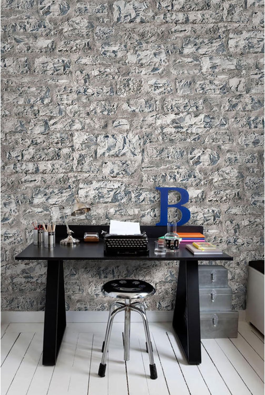 Amazon 貼ってはがせる壁紙 Cool Brick Cool Dark フリース壁紙 レンガ Jebrille Wallpaper Jtf4010 ウォールステッカー オンライン通販