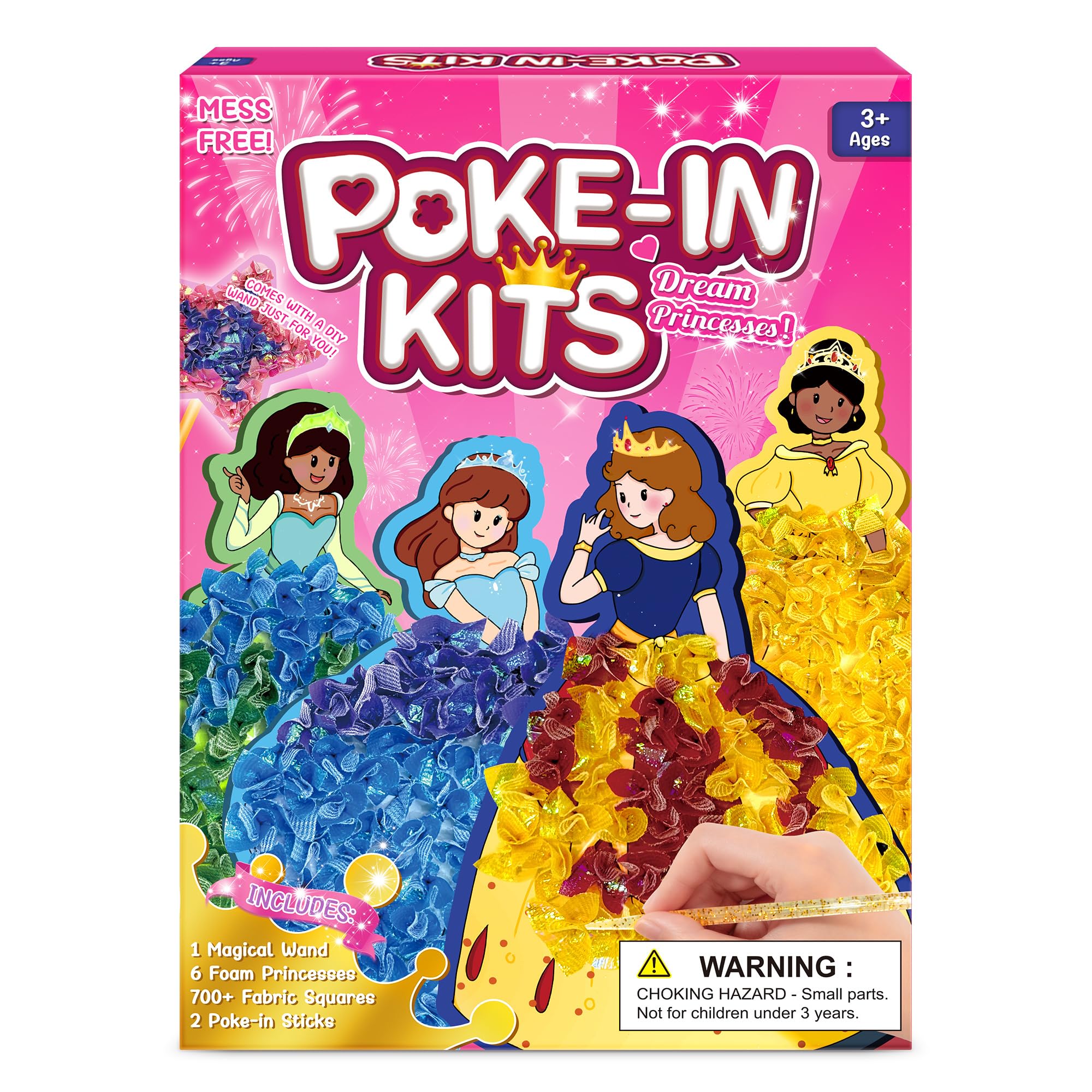 ZUNIRA Poke-in Kits Dream Princess, Mess-Free Creative Activity for Girls & Boys, Great for Pretend Play, DIY Art Craft Set, Christmas Gifts for Kids Ages 3, 4, 5, 6, 7, 8, 9