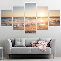 SIGNWIN Framed Canvas Wall Art Scenic View of Sunsets Over Beach Coastal Ocean Photography Modern Art Contemporary Panoramic Relax/Calm for Living Room, Bedroom, Office - 60