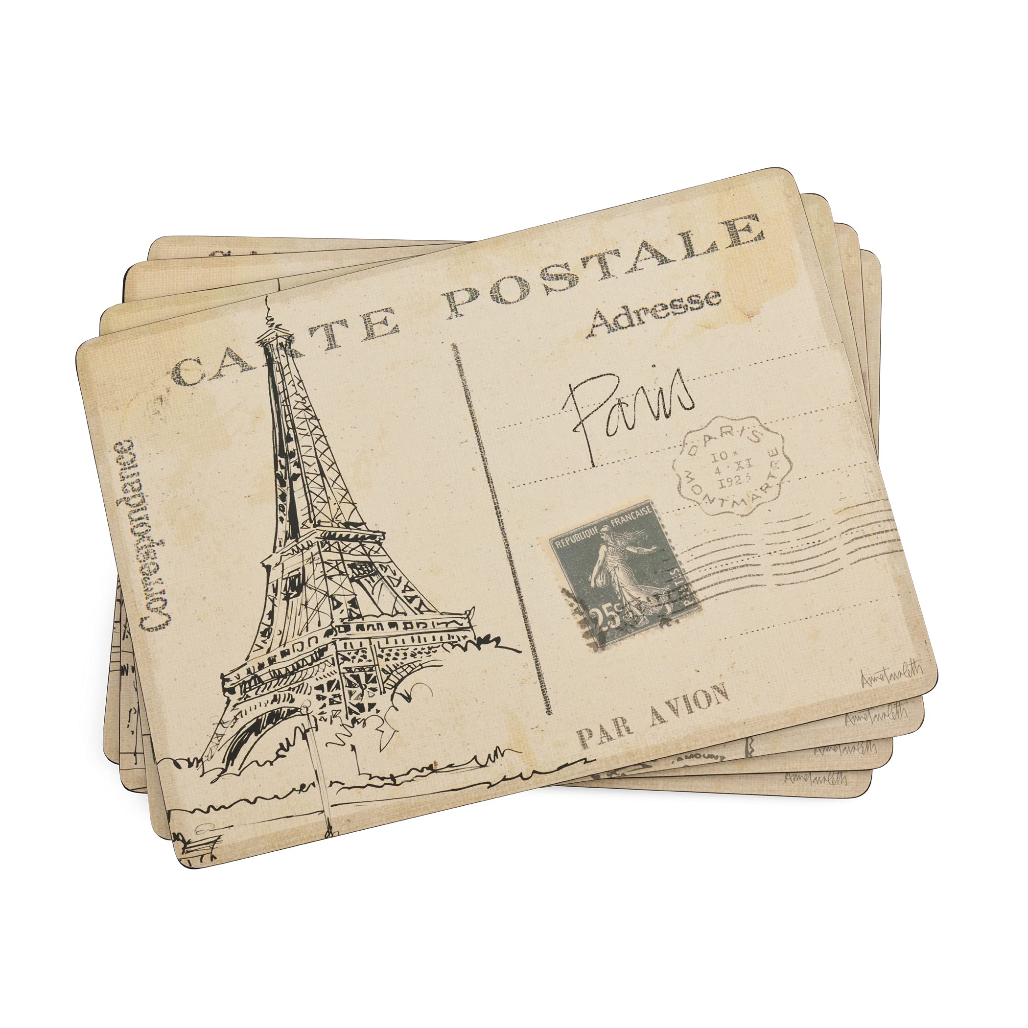 Portmeirion 4 Premium hardboard Pimpernel Placemats Postcard Sketches