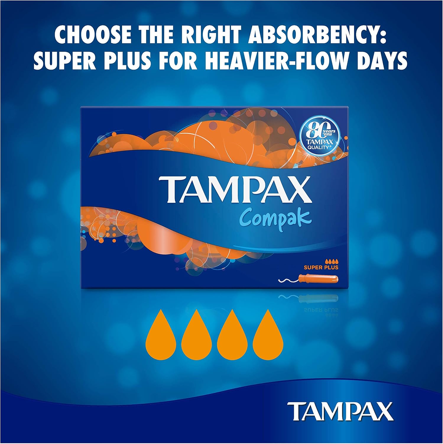 Tampax Compak Super Plus, 22 Count, Tampons with Applicator, Comfort, Protection and Discretion, White/Dark Grey Heather - Image 3