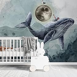 Muravie Whale in Sea Wallpaper- Aquarium Wall