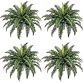 FOREST PRINCE Fake Ferns, Set of 4 Bouquets 34" Large Artificial Ferns with 39 Fronds for Decoraction Outdoors Garden Home