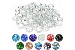 GRISUN 1/2 inch Ultra Clear Fire Glass Beads for Fire Pit - 10 Pound White Reflective Fireglass Drops, Decorative for Fireplace, Fire Table, Vase Fillers and Landscaping