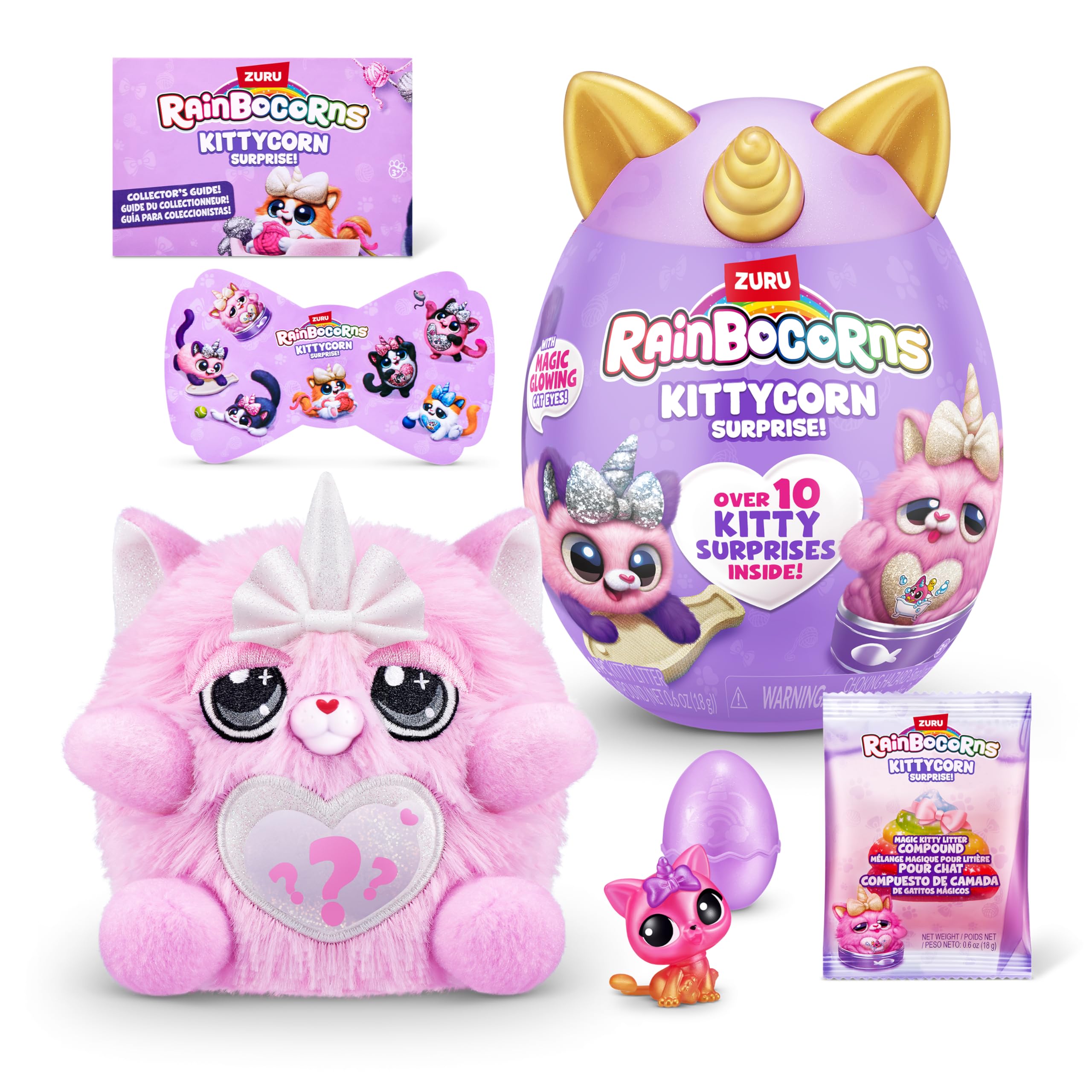 Photo 1 of Rainbocorns Kittycorn Surprise Series 2 (Chinchilla Cat) by ZURU, Collectible Plush Stuffed Animal, Surprise Egg, Sticker Pack, Slime, Ages 3+ for Girls, Children
