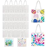 Joyclub 24 Pack 8 x 8.75 inch Sublimation Blanks Bulk Mini Tote Bags Wholesale Reusable Grocery Small Canvas Bags for Heat Transfer Tie Dye Easter Halloween Christmas Party DIY Gifts (White)