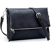 KALIDI Vintage Vegan Leather Crossbody Bag PU Shoulder Bag Handbag Multiple Pockets Adjustable Removable Strap Women