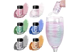 CRPTHE 6 Colors Luster Dust Edible Set, Edible Glitter for Drinks, Food Grade Glitter Shimmer Sprinkle Powder for Cocktails, Baking, Beverages, Cakes, Strawberries, Cookies, Fondant, Vegan(5g/Bottle)