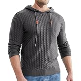 Askdeer Men's Pullover Sweater Long Sleeve Waffle Knitted Sweater Casual Soft Hoodie Pullover Sweaterwith Ribbing Edge Dark Gray
